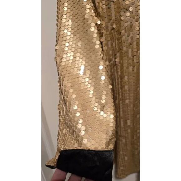 BABY PHAT Sparkly Gold Sequined Plus Sz 2X Holiday Party Lightweight Open Jacket - Picture 3 of 7